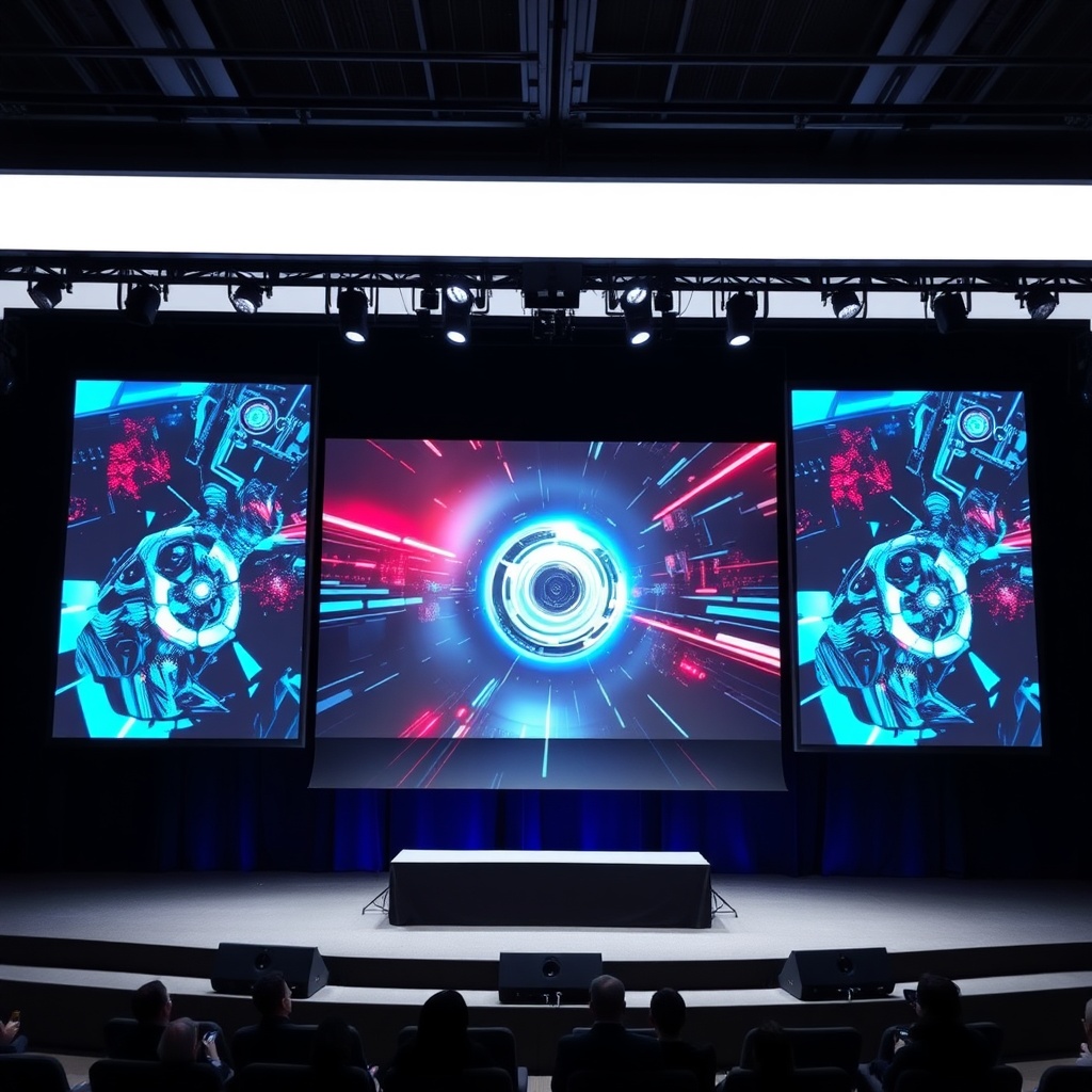 Speakers on stage at a technology conference